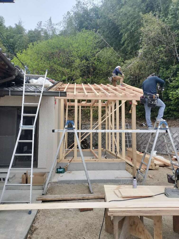 お母様のお部屋の増築途中